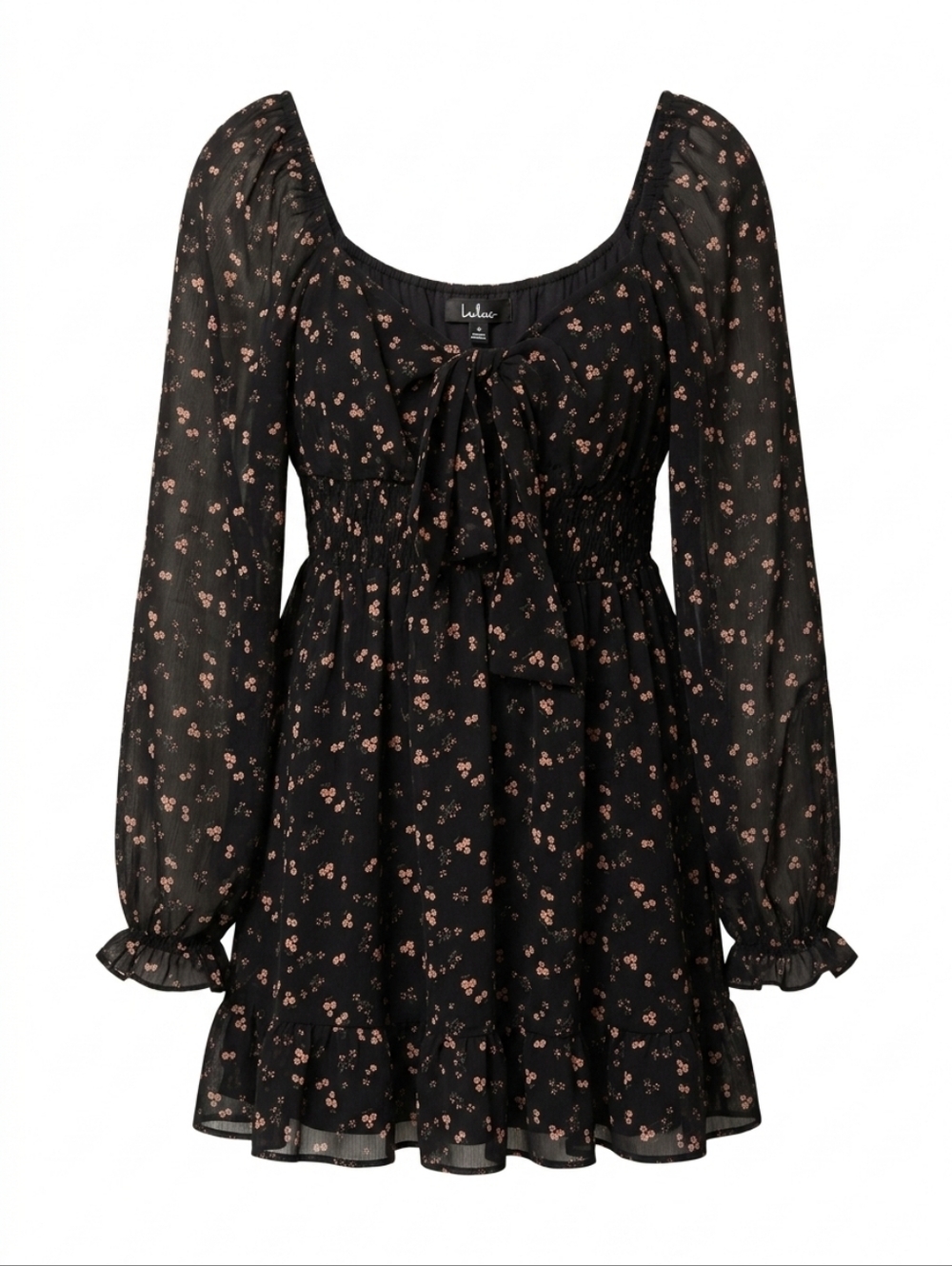 Lulu's Black Floral Mini Dress